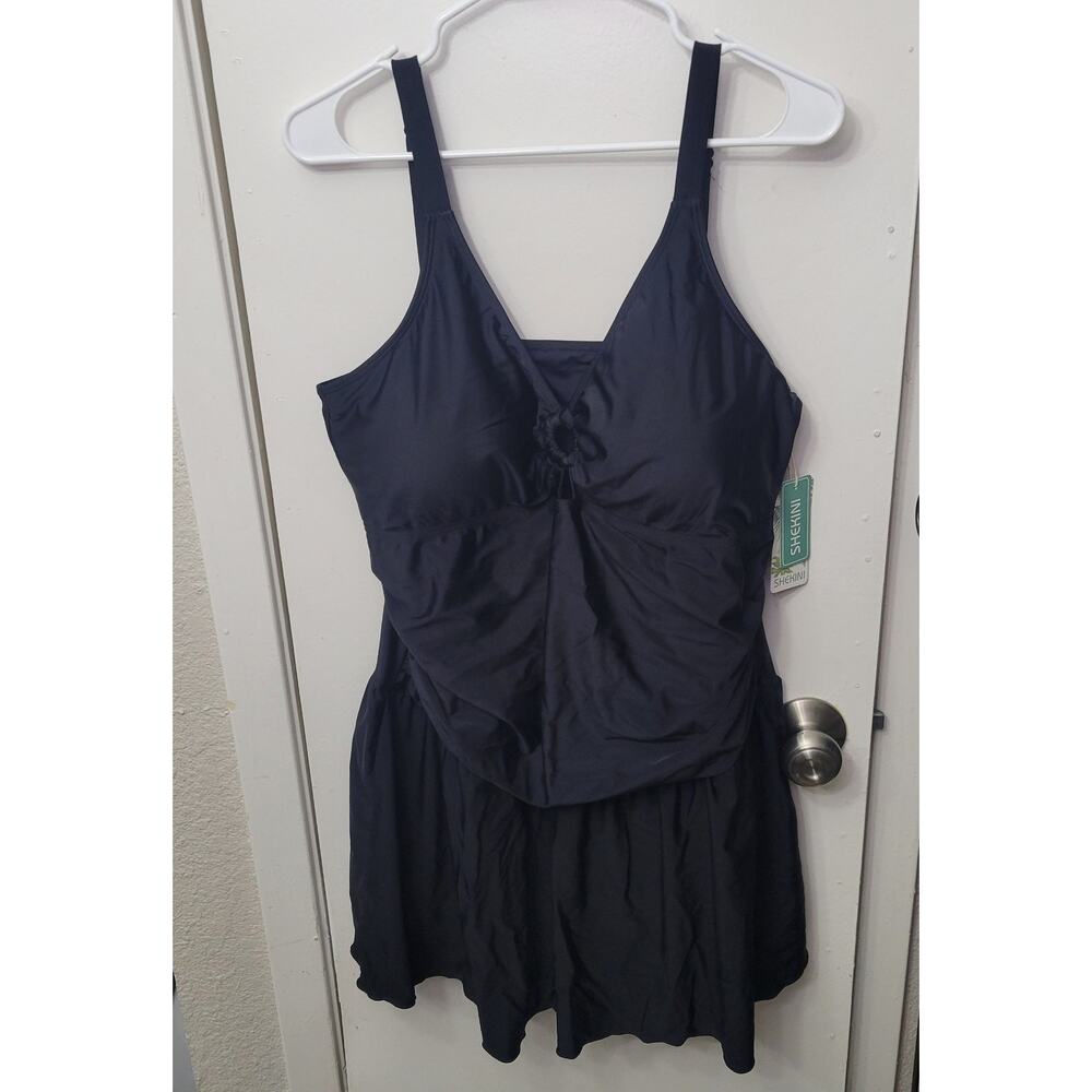 SHEKINI Women's Plus Size 4XL One Piece Bathing Suit Skirt with Boyshort